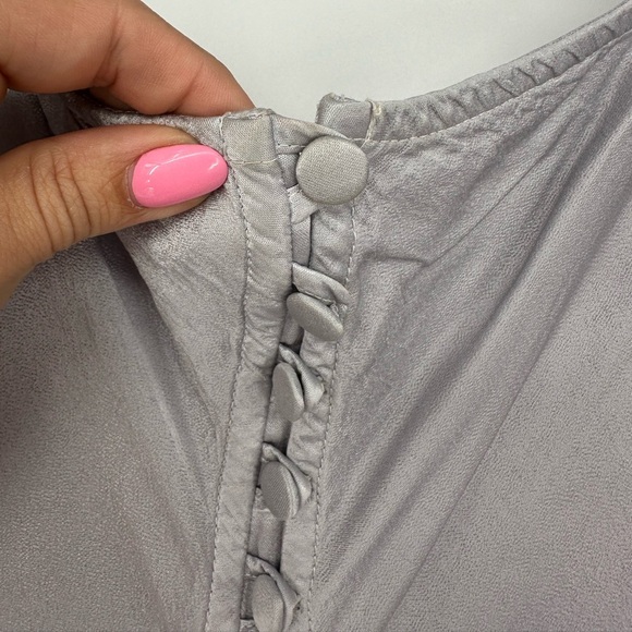 Ghost London Bridal satin midi dress with flutter sleeve in blue grey - Picture 5 of 7